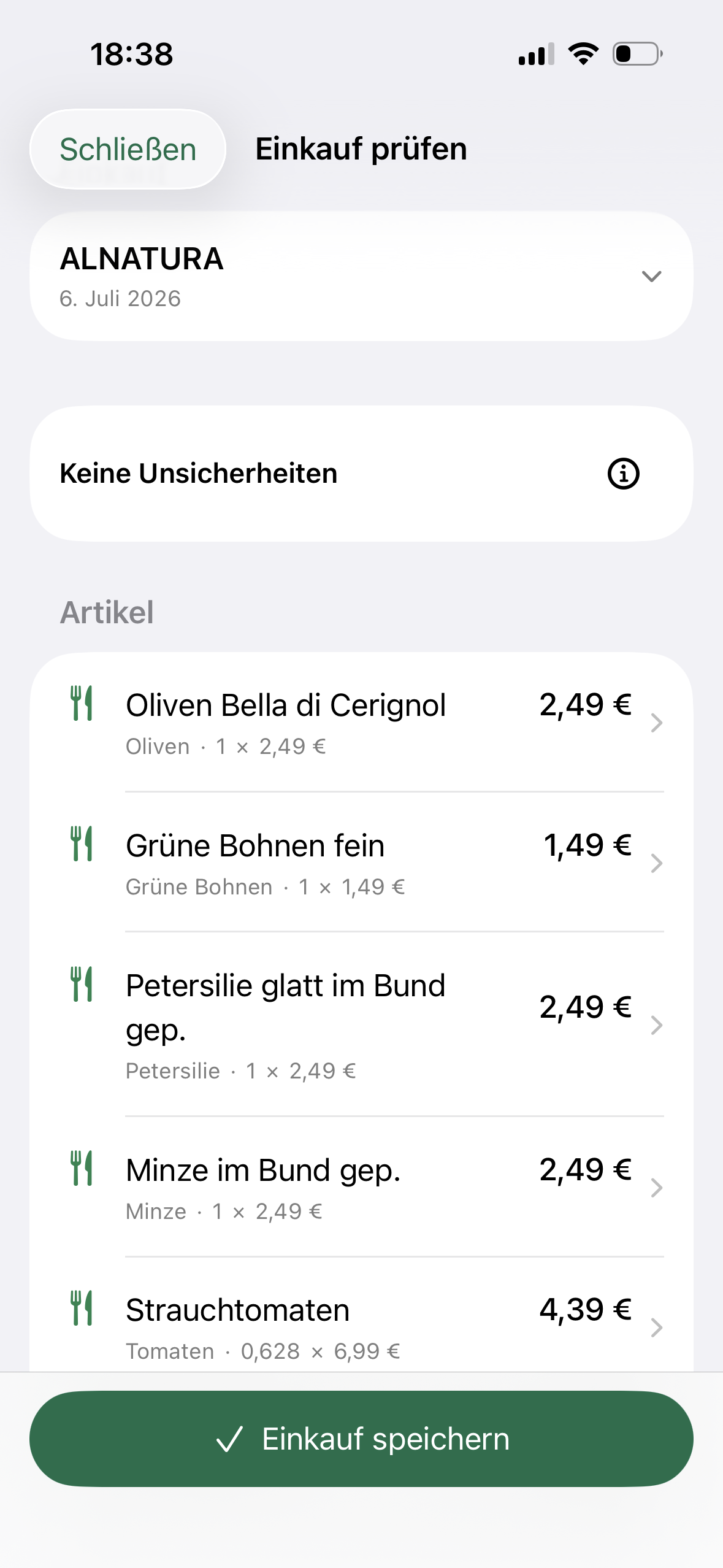 Auswertung der Ausgaben und Preise