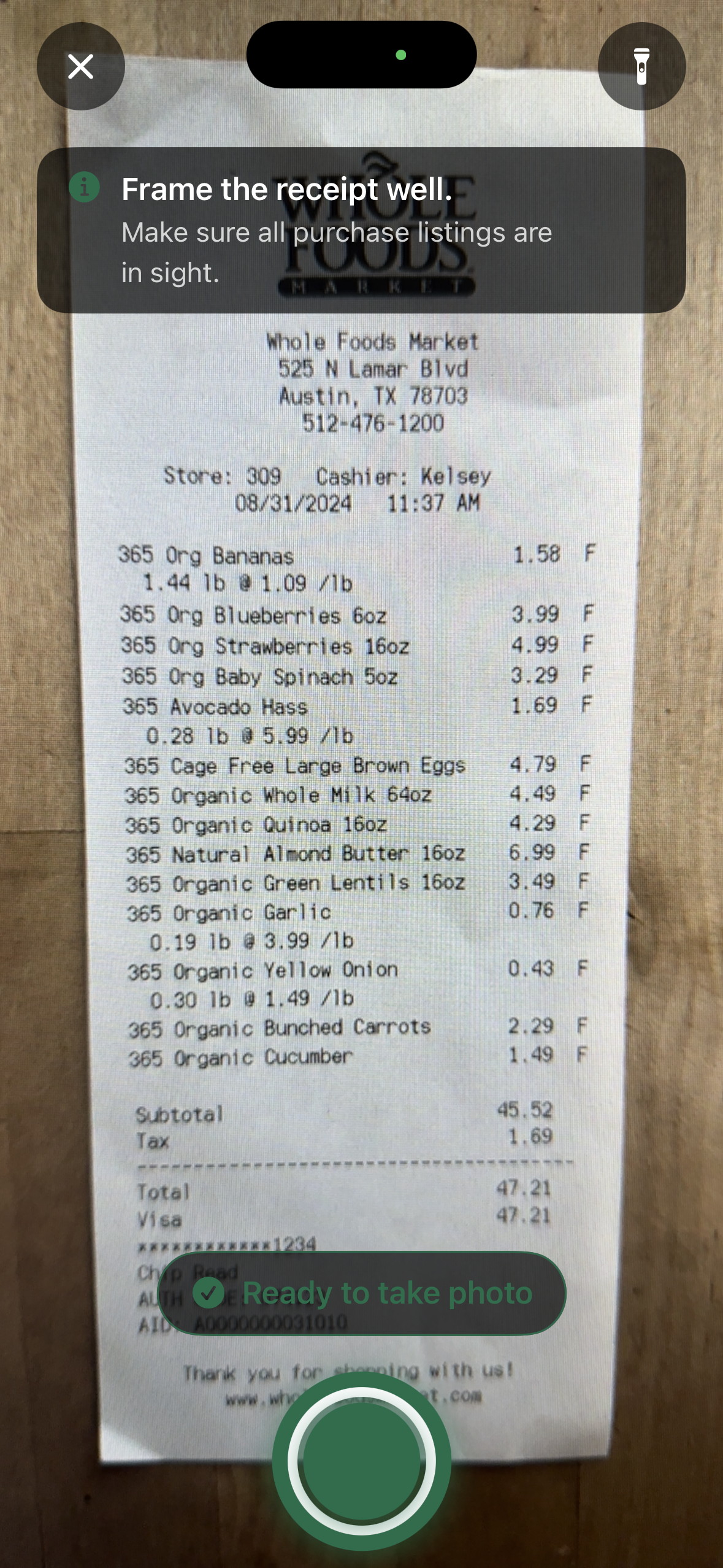 List of shared household purchases